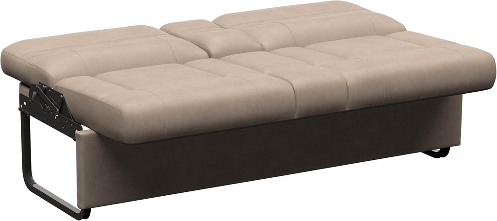 Thomas Payne Signature 62' Driftwood RV Jackknife Sleeper Sofa with Matching Kickboard, Easy Transition, High-Density Foam Cushioning, Fold-Down Center, Dual Cupholders - 2024044390