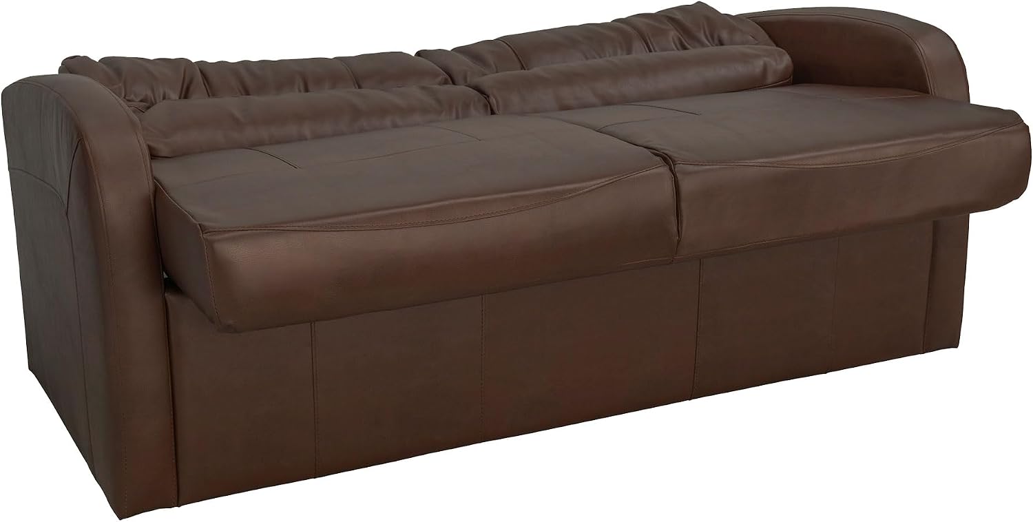 RecPro Charles Collection 60' RV Jack Knife Sofa With Arms - Sleeper Couch for Camper Living Room (Slideout) - Mahogany