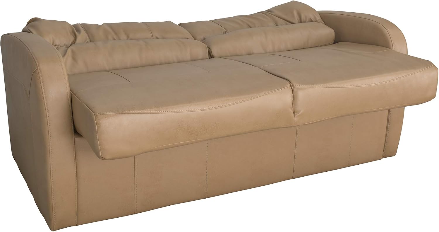 RecPro Charles 65' Jack Knife RV Sleeper Sofa with Arms | RV Furniture | Zero Wall Hugger (Toffee)