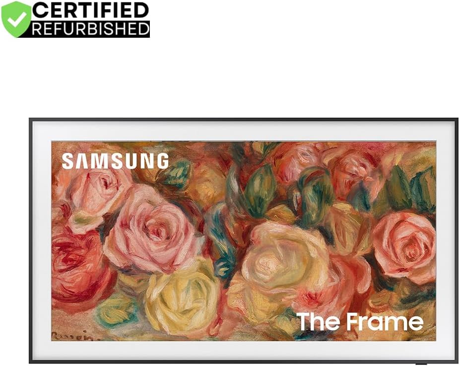 Samsung (Refurbished QN55LS03DAFXZA 55 inch The Frame QLED 4K Smart TV 2024 Bundle with 2 YR CPS Enhanced Protection Pack (Renewed)