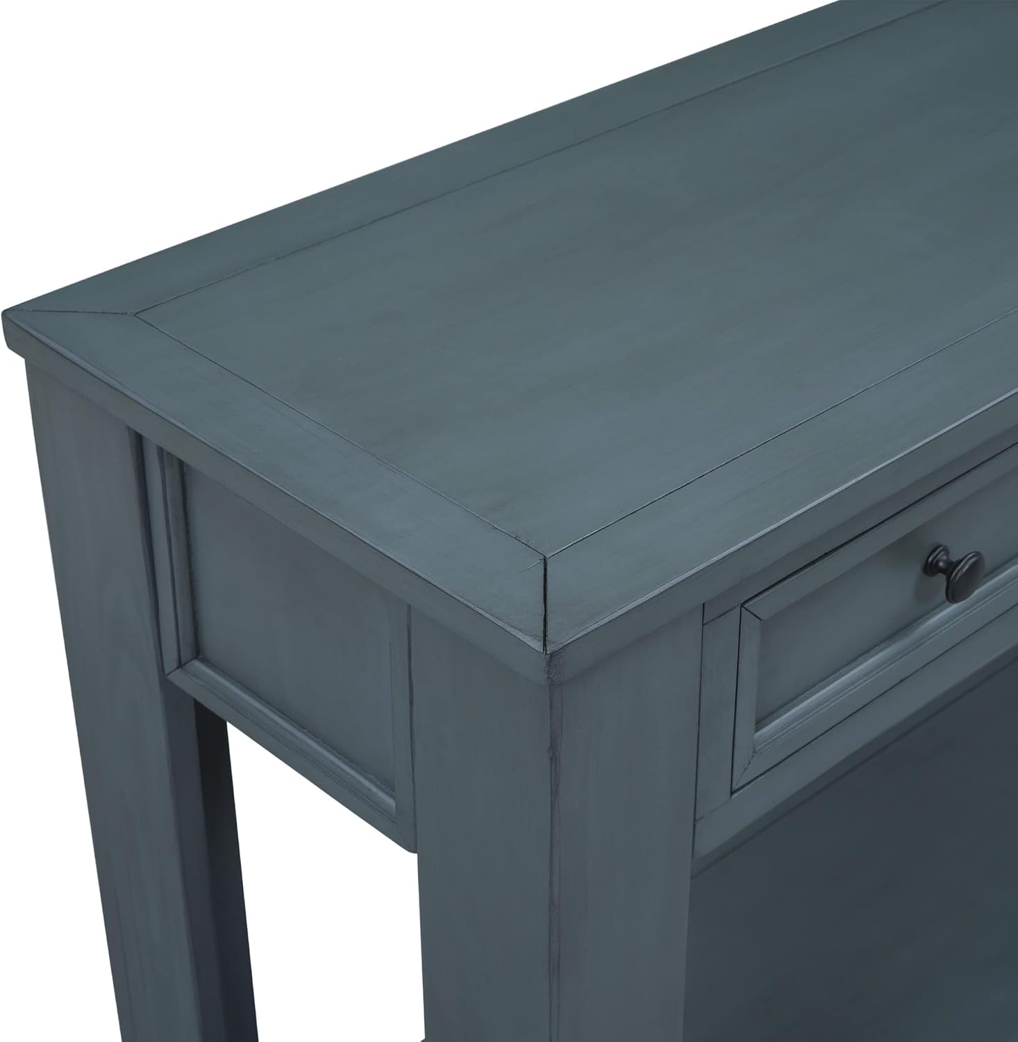 LKTART Solid Wood Console Table, Long Sofa Table Entryway Table with 4 Drawers and Bottom Shelf for Hallway Living Room Couch Table,Easy Assembled (63' Navy)