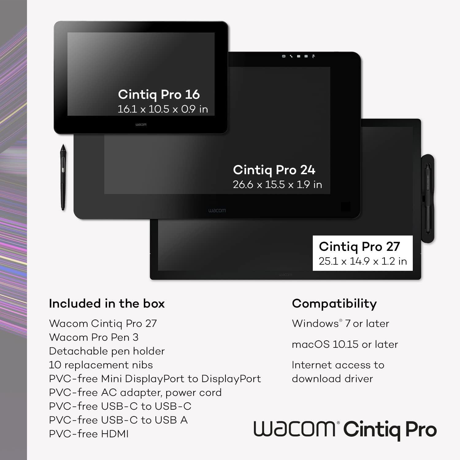 Wacom Cintiq Pro 27 Creative Pen Display (4K Graphic Drawing Monitor with 8192 Pen Pressure and 99% Adobe RGB (DTH271K0A), Black