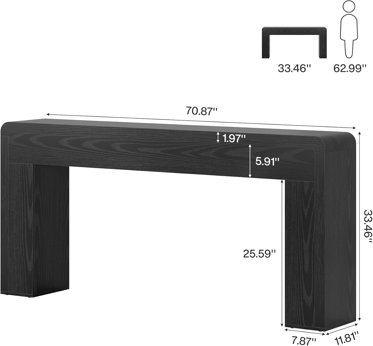 Tribesigns 70.9-Inch Extra Long Console Table, Rustic Wooden Sofa Table Behind Couch, Farmhouse Entryway Console for Living Room, Entryway, Hallway, Foyer (Black)