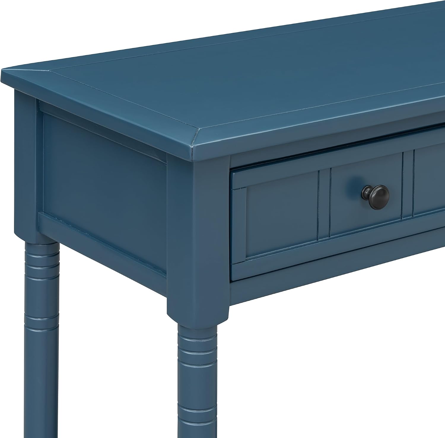 Knocbel Antique Entry Console Table with 2 Drawers & Bottom Open Shelf, Wood Sofa Tables for Entryway Hallway Living Room, 35.34' W x 13.8' D x 30.25' H, Dark Navy