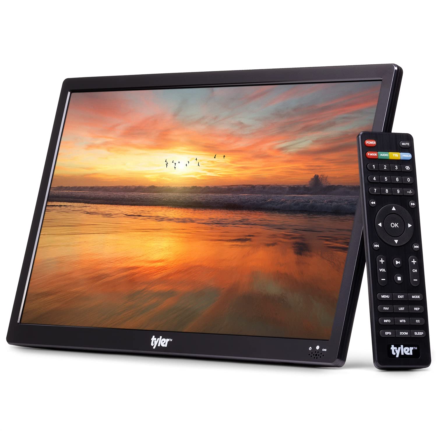 Tyler 16' Portable TV LCD Monitor Battery Powered Wireless Capability HD-TV, HDMI, USB, RCA, AC/DC, FM Radio, Car Charger, Remote Control, Built in Stand Small Mini for Car & Traveling