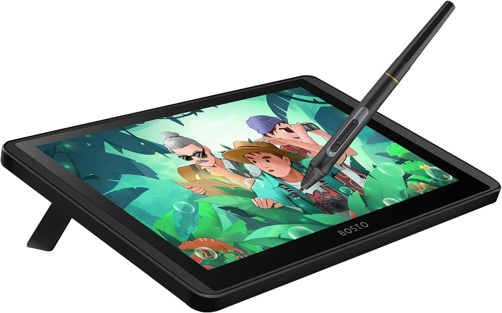 Mingzhe Drawing Tablet, 12HD-A H-IPS LCD Graphics Drawing Tablet Monitor 11.6 Inch Size 1366x768 Display 8192 Pressure Level with Interactive Stylus Pen and Tilt Function, USB-Powered Low Consumption