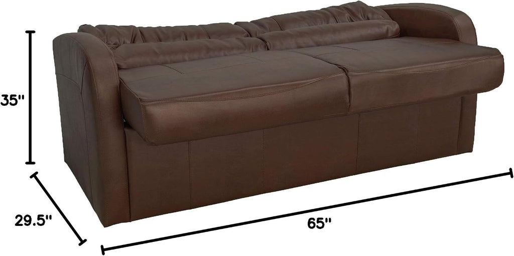 RecPro Charles 65' Jack Knife RV Sleeper Sofa with Arms | RV Furniture | Zero Wall Hugger (Mahogany)