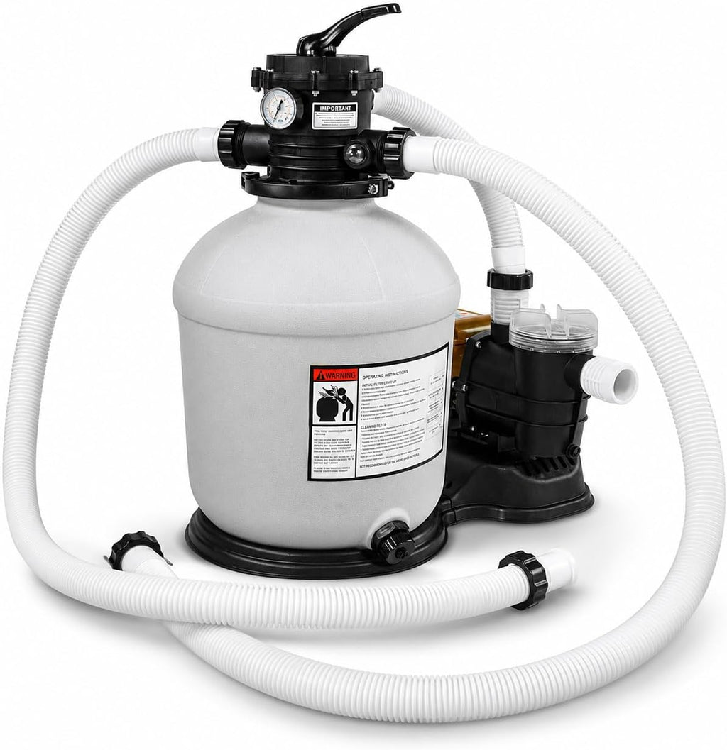XtremepowerUS 16' Sand Filter, 3/4HP Pool Pump 3,100 GPH with Programmable Timer up to 15,000 Gallons for Above Ground Swimming for Crystal-Clear Pool