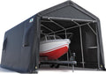 ADVANCE OUTDOOR 10X15 ft Garage Shelter Steel Metal Peak Roof Portable Storage Shed Carport for Motorcycle Boat, or Garden Tools with 2 Roll up Doors & Vents, Gray
