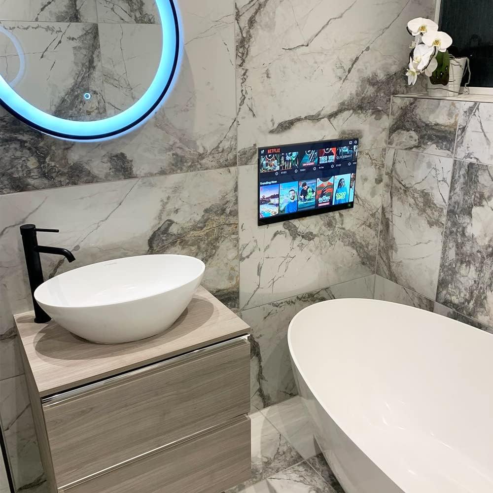 Soulaca 22 (21.5) inches Smart Mirror webOS TV in Bathroom Shower Waterproof IP65 HDTV ATSC DTV Tuner Wi-Fi & Bluetooth with Voice Control