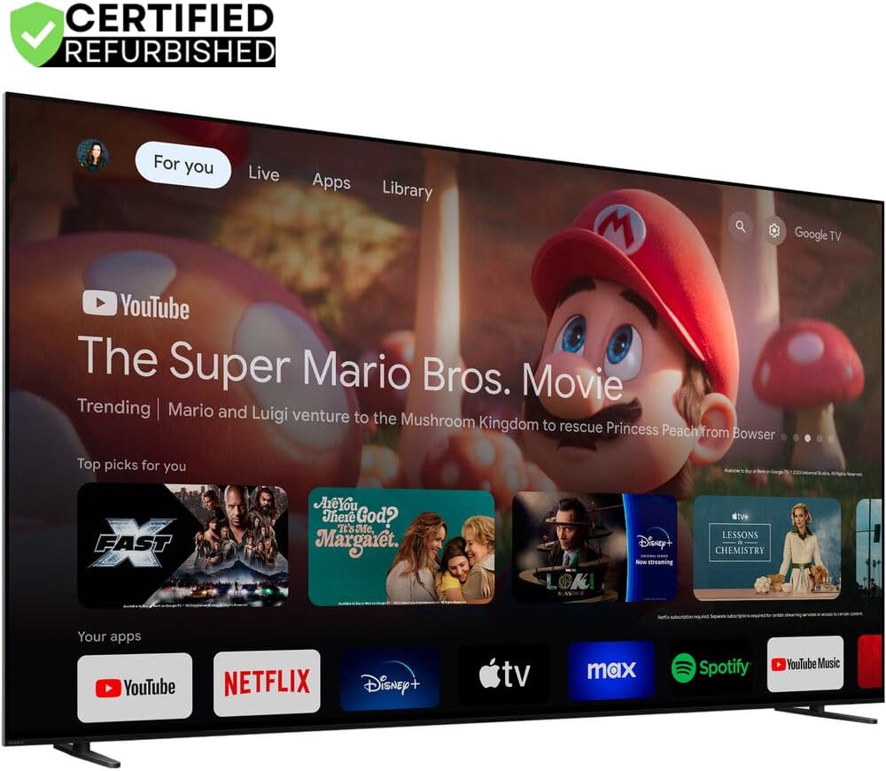 Sony K65XR80 BRAVIA 8 65 inch 4K HDR Smart OLED TV 2024 (Renewed) Bundle with 2 YR CPS Enhanced Protection Pack