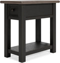Signature Design by Ashley Tyler Creek Chair Side End Table, Plank-styled Top, Smooth-gliding Drawer, Wood, 14.13' W x 24.13' D x 24.13' H, Light Brown & Whitewash