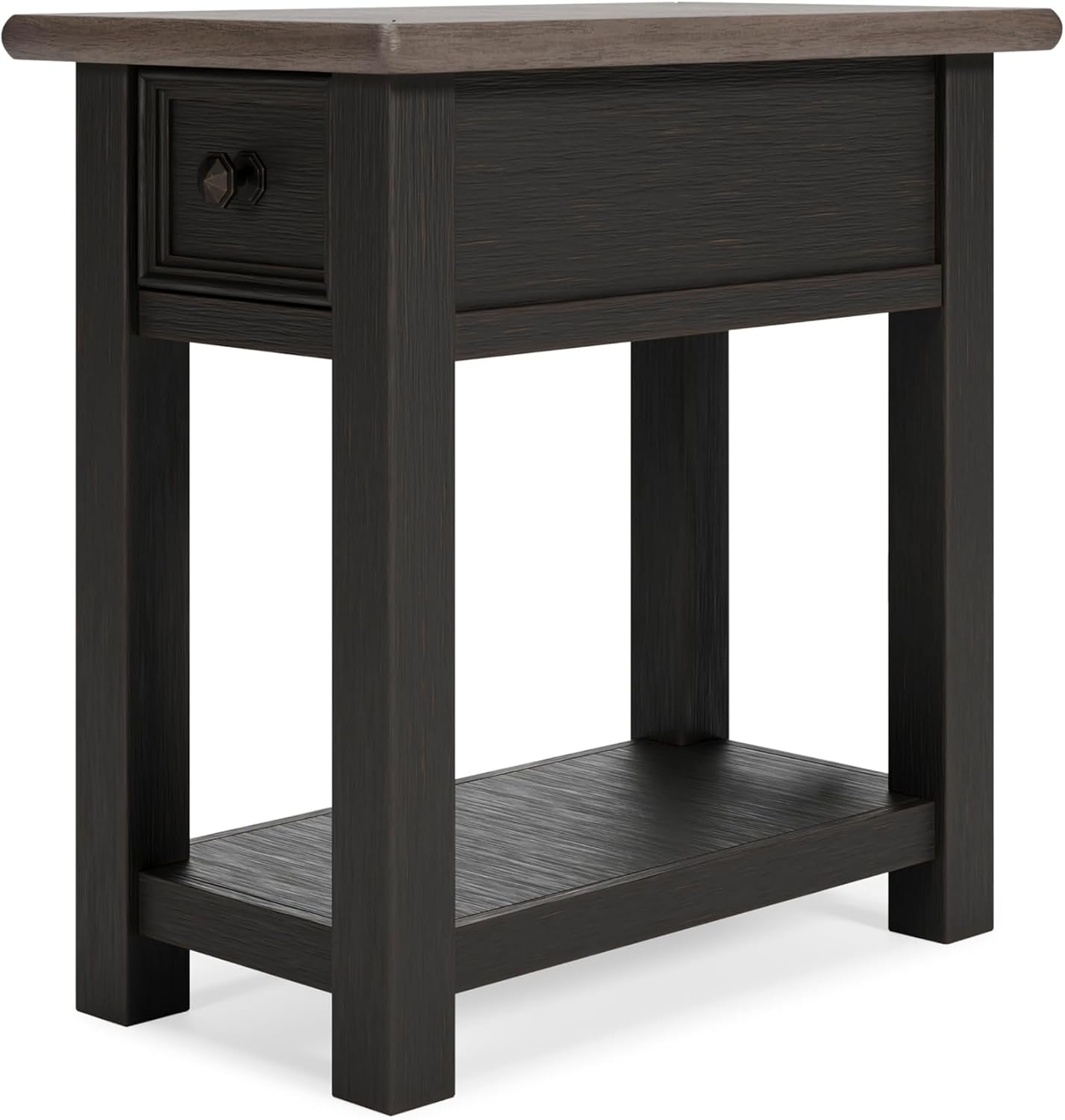 Signature Design by Ashley Tyler Creek Chair Side End Table, Plank-styled Top, Smooth-gliding Drawer, Wood, 14.13' W x 24.13' D x 24.13' H, Light Brown & Whitewash