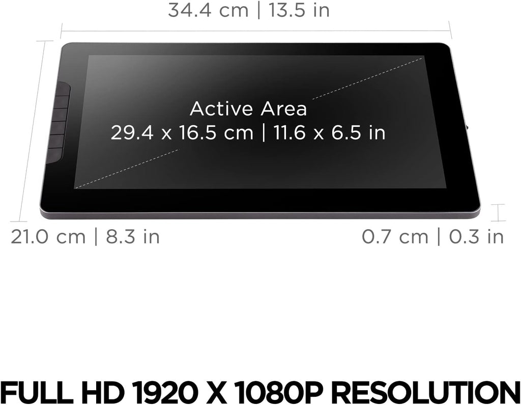 ViewSonic ID1330 13.3 Inch Portable Full HD 1080p Drawing Pen Display Tablet with Battery Free Stylus Pen for Digital Writing, Graphic Design Supports Windows, Mac, Android