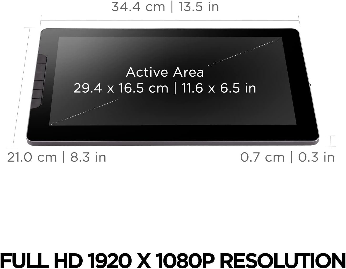 ViewSonic ID1330 13.3 Inch Portable Full HD 1080p Drawing Pen Display Tablet with Battery Free Stylus Pen for Digital Writing, Graphic Design Supports Windows, Mac, Android