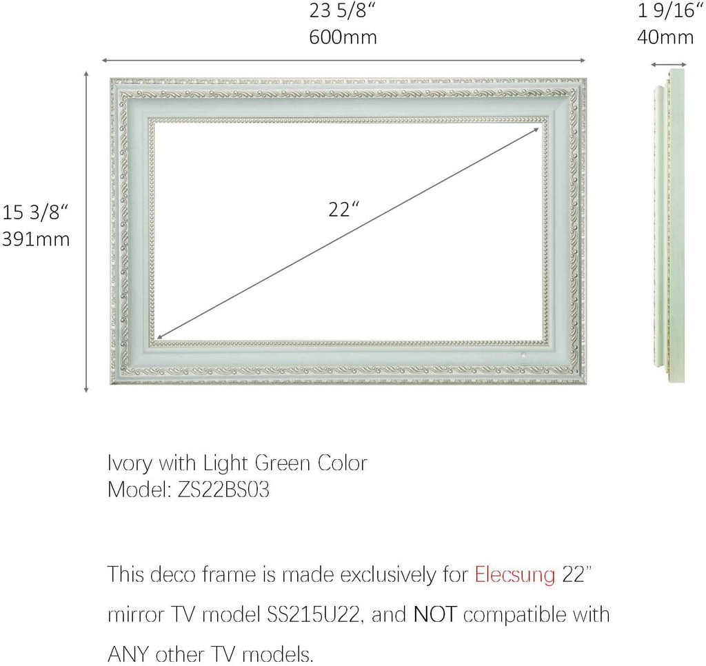 Soulaca 22' Smart Mirror TV Waterproof Ivory Frame with webOS & Built-in Voice Control Magic Mirror Display WiFi Bluetooth ATSC Tuner for Bathroom Fireplace & Luxury Wall Décor