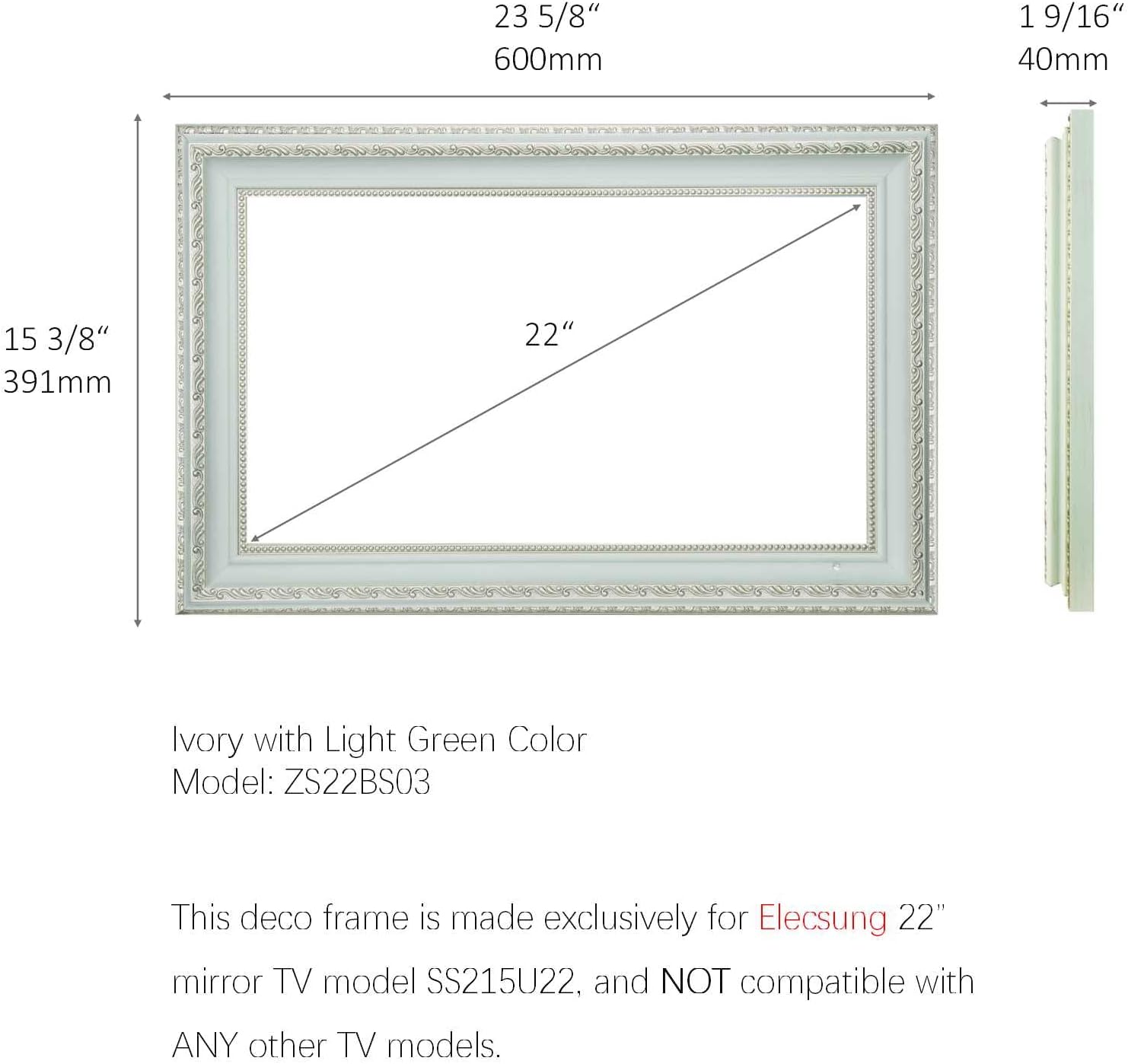 Soulaca 22' Smart Mirror TV for Bathroom, Kitchen & Hotel, LED Display with Ivory Frame, webOS Smart TV with ATSC Tuner Bluetooth WiFi Decorative & Functional