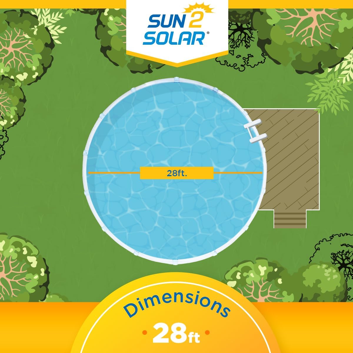 Sun2Solar Blue 28 ft Round Solar Cover | 8 Mil | Heat Retaining Blanket for Above Ground & Inground Swimming Pools | Sun's Energy Heats Pool | Bubble Heating Blankets | 800 Series