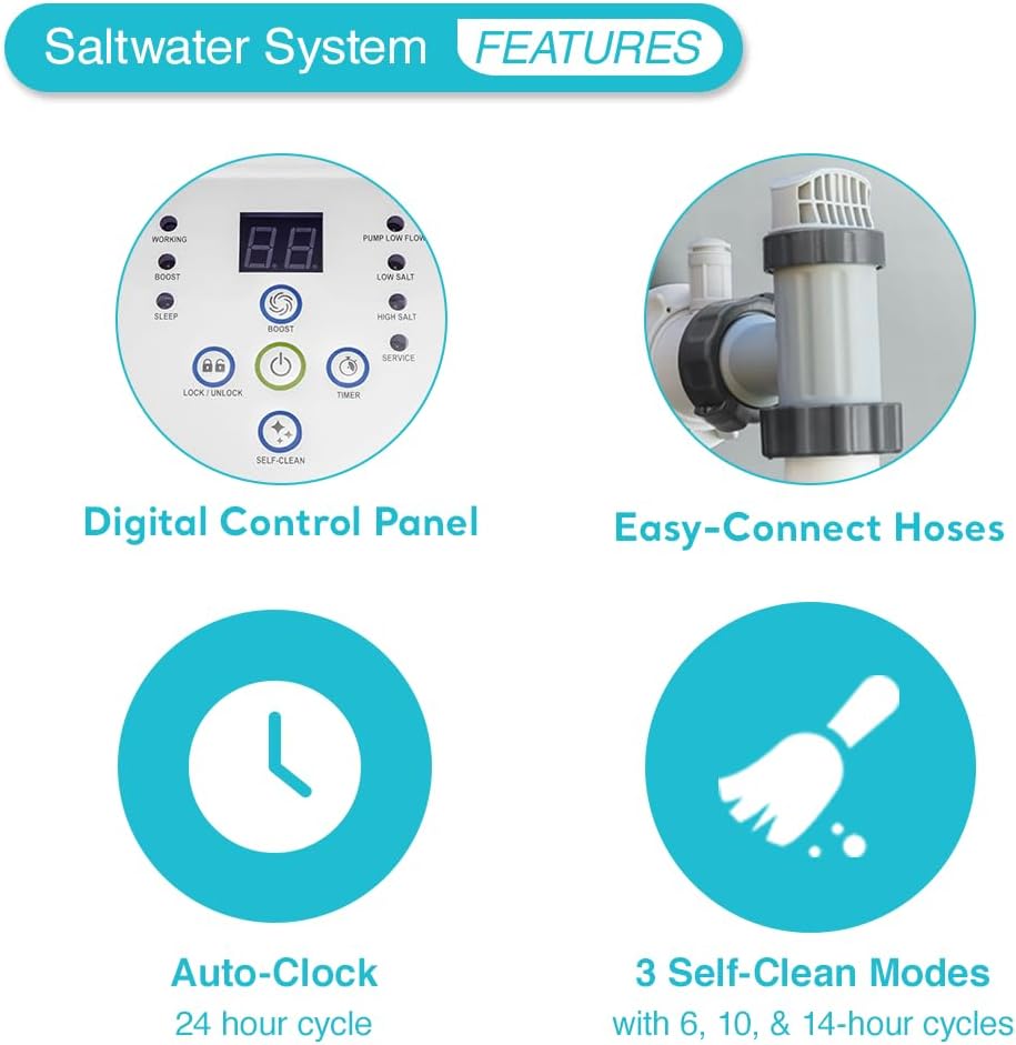 Intex 3000 GPH Sand Filter Pump with Built-In Timer and Krystal Clear Saltwater System Maintenance Set for Above Ground Outdoor Swimming Pools