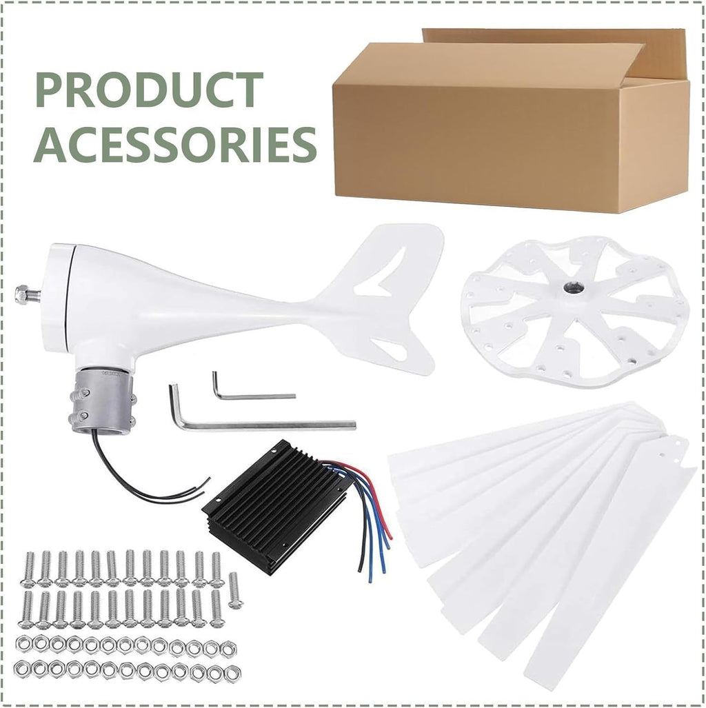 Wind Turbine Generator Kit, 15000W 12/24/48V/110V/220V, Power, with 8 Blade, with MPPT Controller, Windmill Suit for Hybrid Solar Systemfor, Marine, RV, Home(12V)