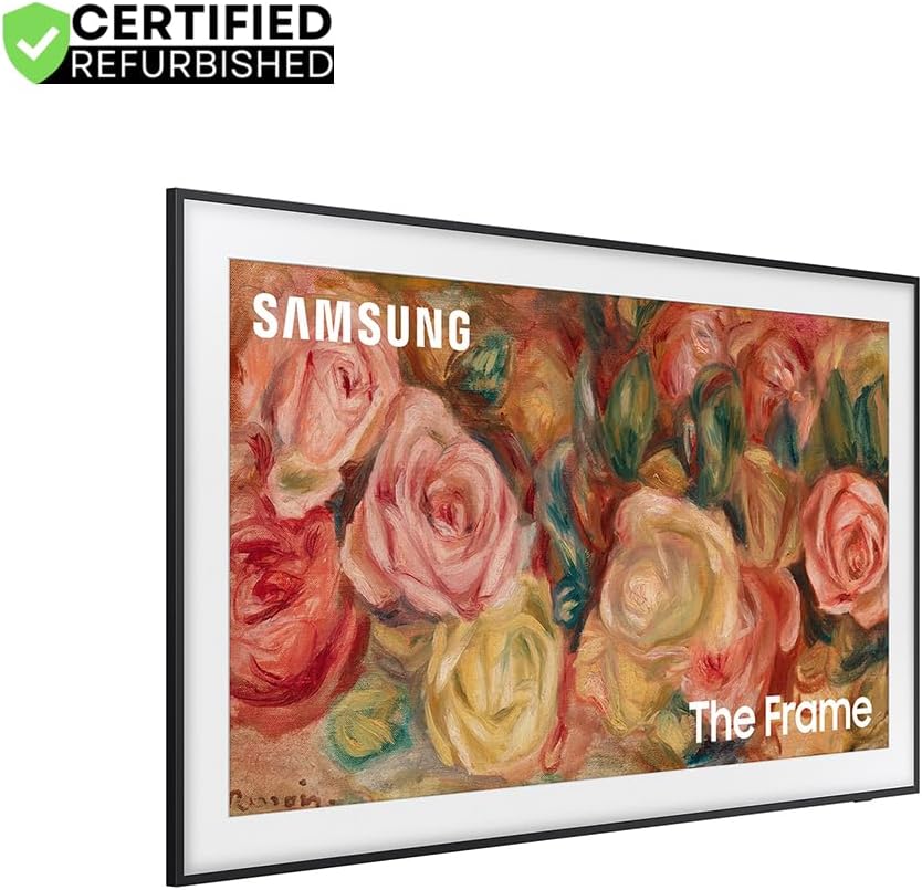 Samsung (Refurbished QN55LS03DAFXZA 55 inch The Frame QLED 4K Smart TV 2024 Bundle with 2 YR CPS Enhanced Protection Pack (Renewed)