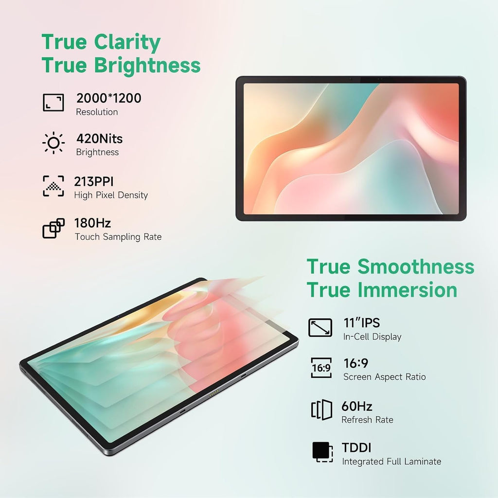 LincPlus T4 Tablet with USI 2.0 Stylus Pen & Magnetic Holder, Android Tablet 11 inch 2K IPS Display, MediaTek Helio G99, 12GB RAM 128GB ROM, 8100mAh Battery, Dual Camera, Quad Box Speakers