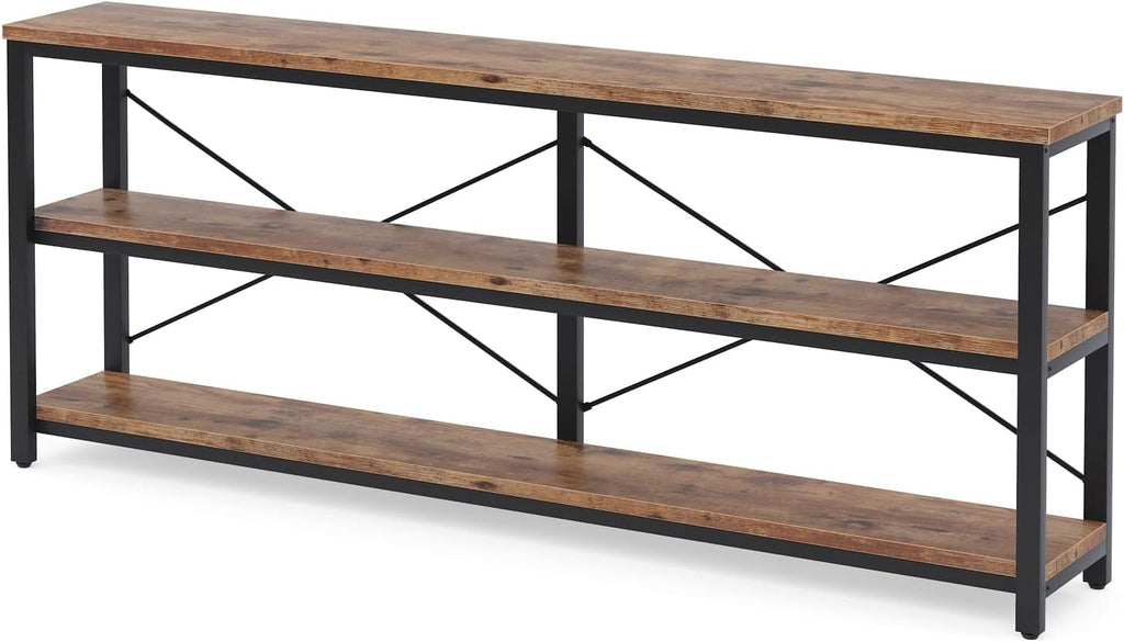 Tribesigns 71' Sofa Tables Extra Long Couch Table, Narrow Long Console Table, Entryway Table,Sofa Table with 3 Tiers Storage Shelves (Rustic Brown)