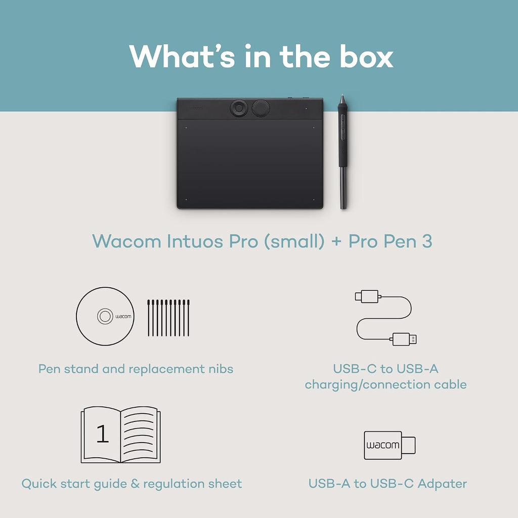 Wacom Intuos Pro Small Bluetooth Professional Graphic Drawing Tablet with Pro Pen 3, Compatible with Mac, Windows - 2025 Edition