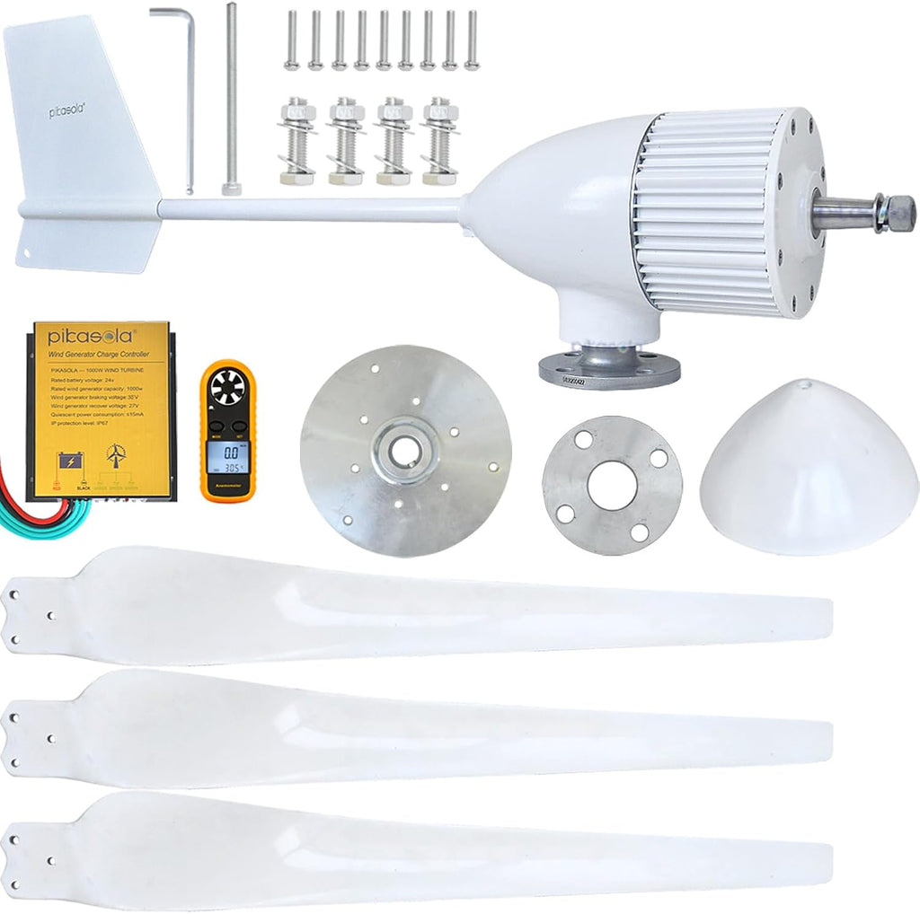 1000W Wind Turbine Generator，24V Wind Generator Kit with Charge Controller, Wind Power Generator for Marine, RV, Home, Windmill Generator Suit for Hybrid Solar Wind System
