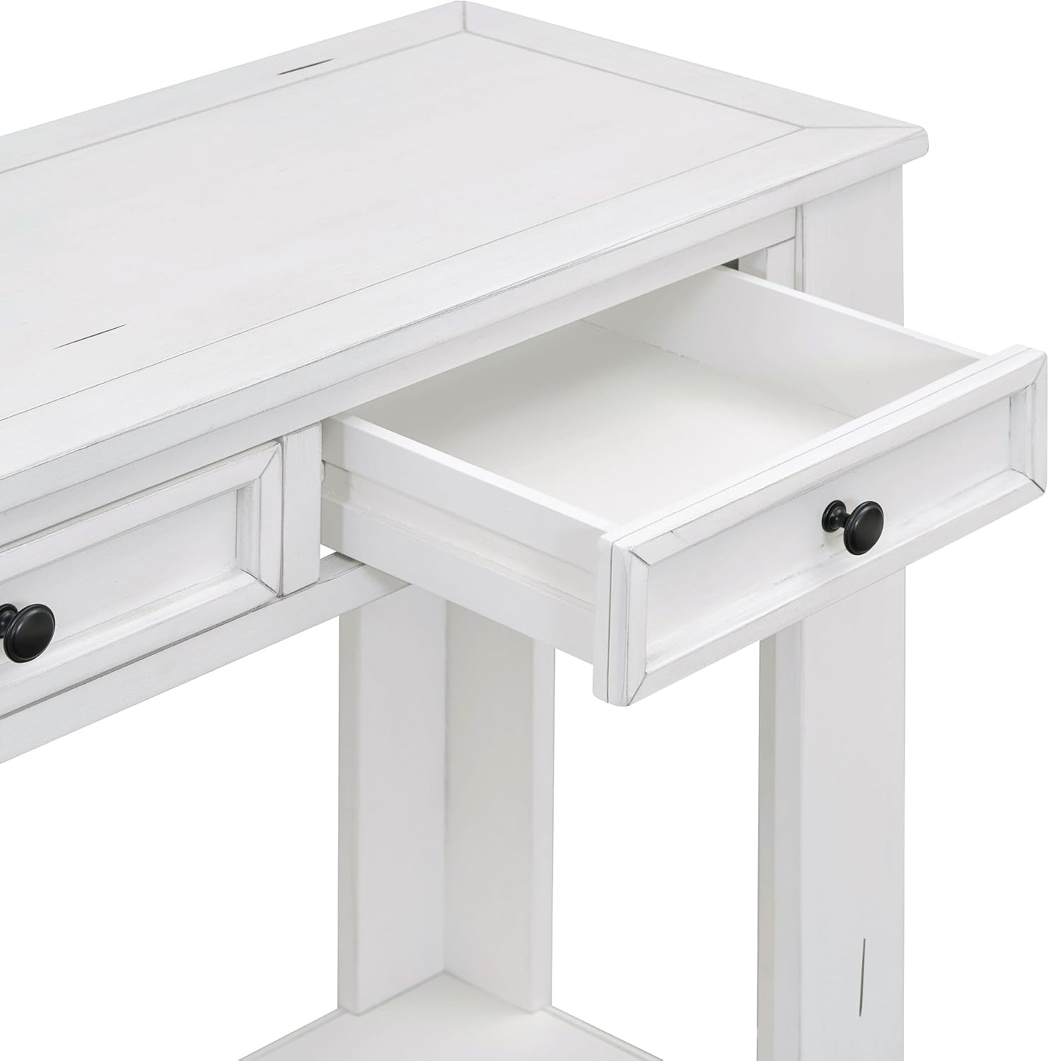 LKTART White Console Table,Solid Wood Sofa Table with 4 Drawers Hallway Table for Storage Entry Foyer Behind Couch Table,Easy Assembled (63' White)