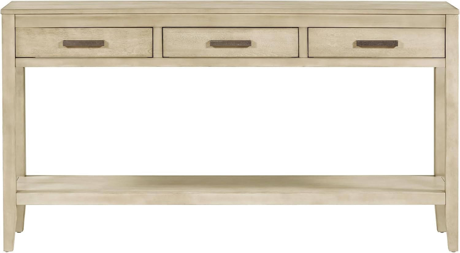 Merax Entryway Console Table with Storage, 3 Drawers Design/Wood Frame/Behind Couch & Sofa, Grey