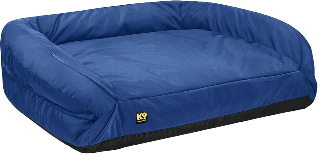K9 Ballistics Tough Orthopedic Medium Bolster Dog Bed - Washable, Durable and Water Resistant Dog Bed - Made for (M) Medium Dogs, 33'x27', Blue Quartz