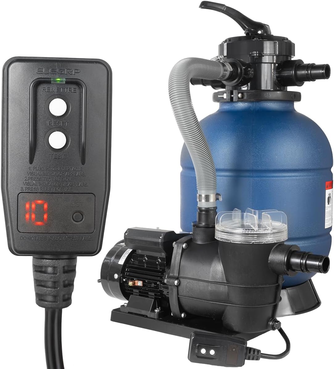 XtremepowerUS 13' Sand Filter Pool Pump 3/4HP, 2,400 GPH, GFCI Timer Plug Included, Multi-Port Valve, Above Ground Swimming Pool Set, Up to 10,000 Gallons, 1-1/4' NPT