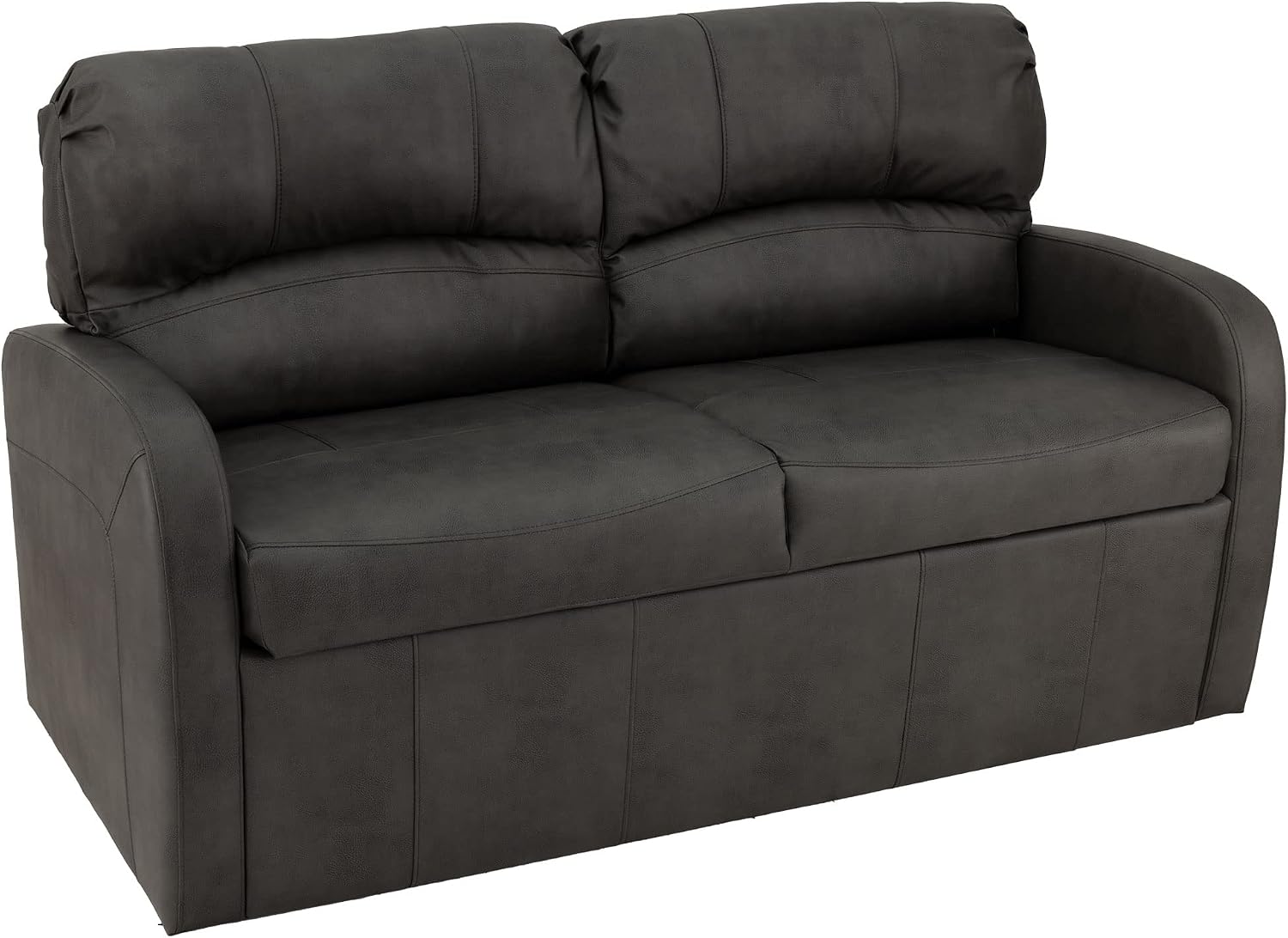 RecPro Charles Collection 70' RV Jack Knife Sleeper Sofa w/Arms | Toffee Faux Leather Sofa | Metal Frame