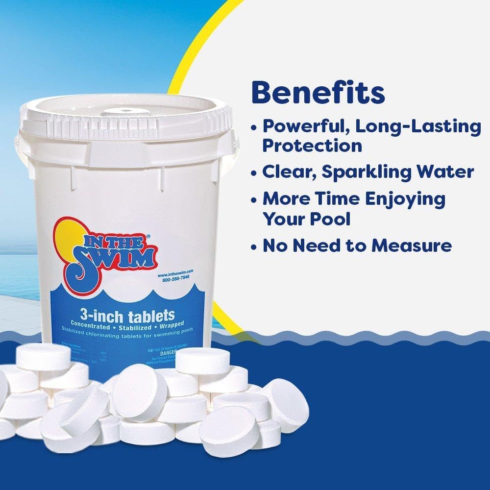 In The Swim Opening Kit and Chlorine Bundle - Pre-Measured Opening Kit for Easy Use - (2) 50 Pound Bucket of 3-Inch Stabilized Chlorine Tablets - for Inground and Above Ground Pools Up to 35,000