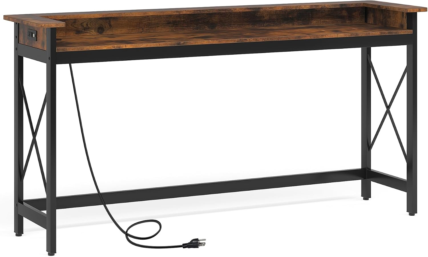 Tribesigns Sofa Table with Outlets and USB Ports, 70.9 inch Extra Long Console Table Behind Couch with Charging Station, Industrial Narrow Entryway Hallway Accent Table for Living Room