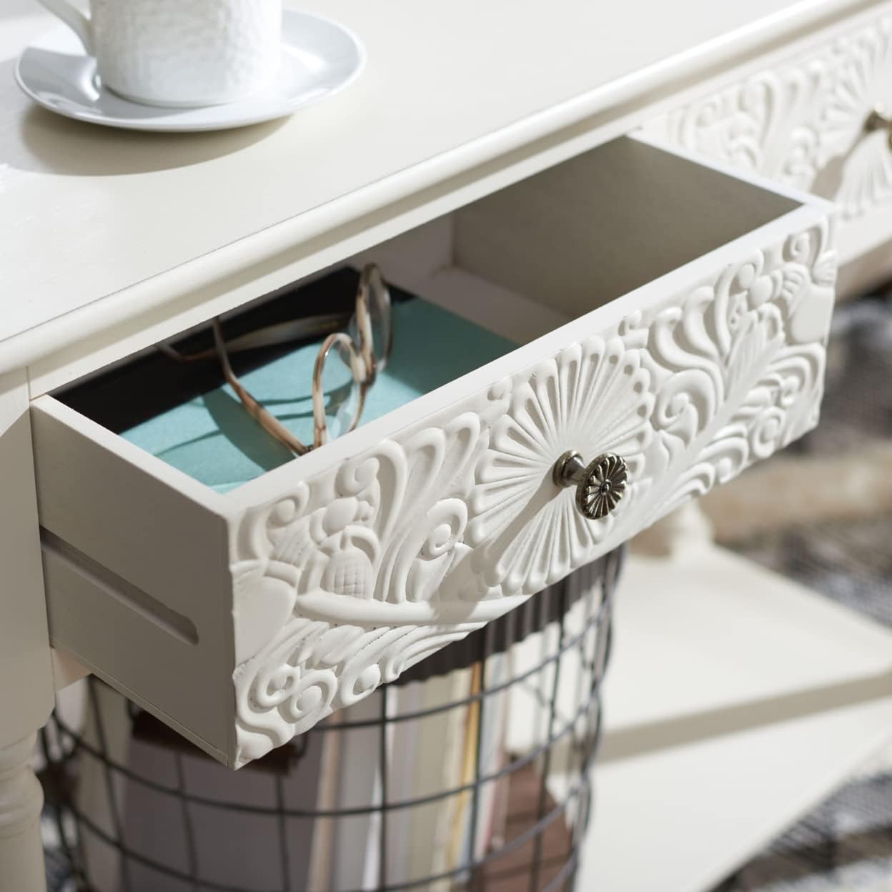 Safavieh Home Collection Josie Distressed White 2-Drawer Console Table
