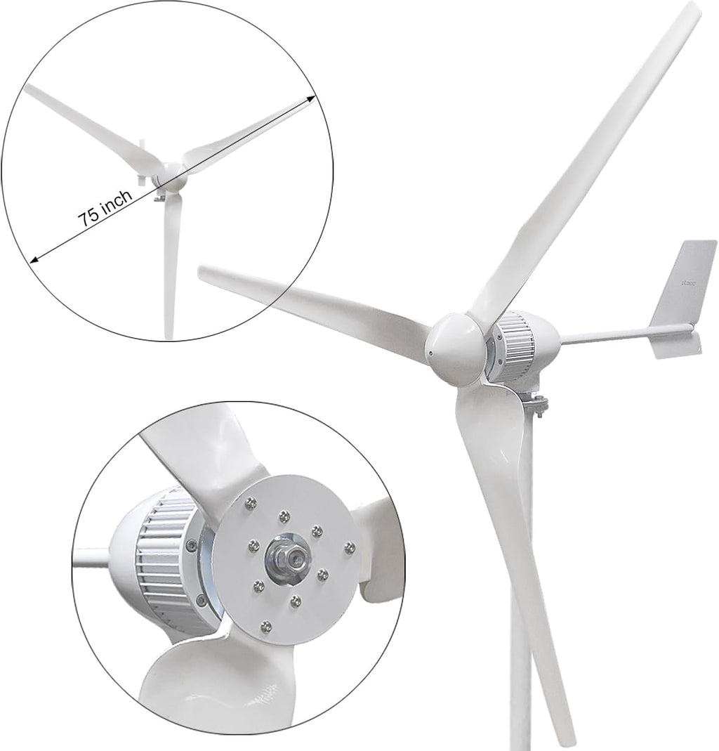1000W Wind Turbine Generator，24V Wind Generator Kit with Charge Controller, Wind Power Generator for Marine, RV, Home, Windmill Generator Suit for Hybrid Solar Wind System