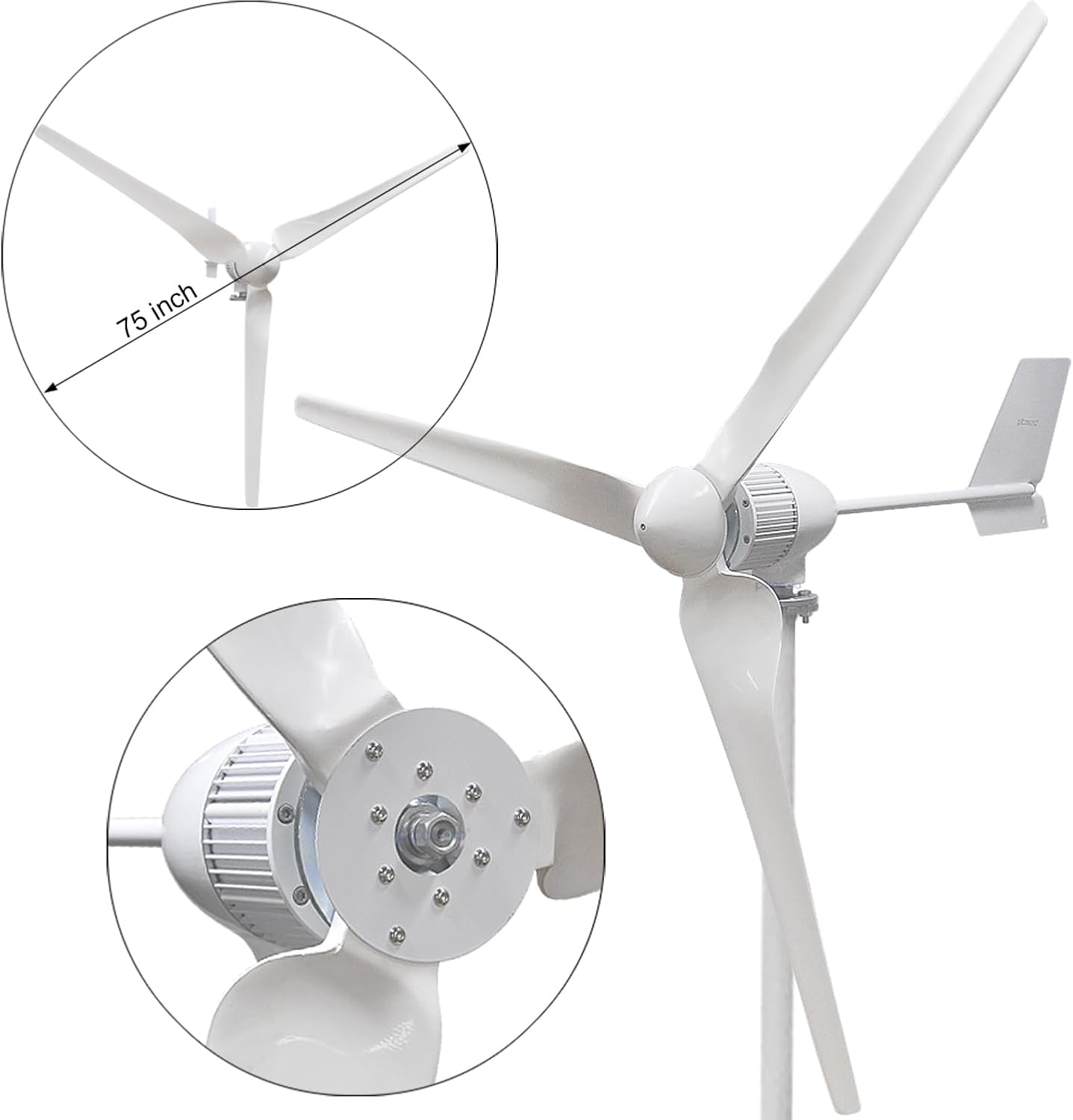 1000W Wind Turbine Generator，24V Wind Generator Kit with Charge Controller, Wind Power Generator for Marine, RV, Home, Windmill Generator Suit for Hybrid Solar Wind System