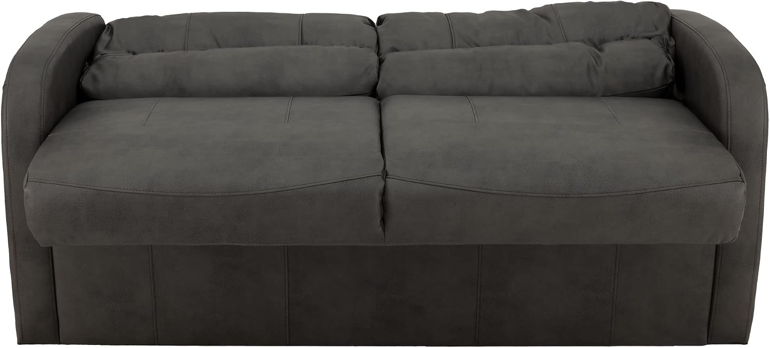 RecPro Charles 65' Jack Knife RV Sleeper Sofa with Arms | RV Furniture | Zero Wall Hugger (Gunmetal)