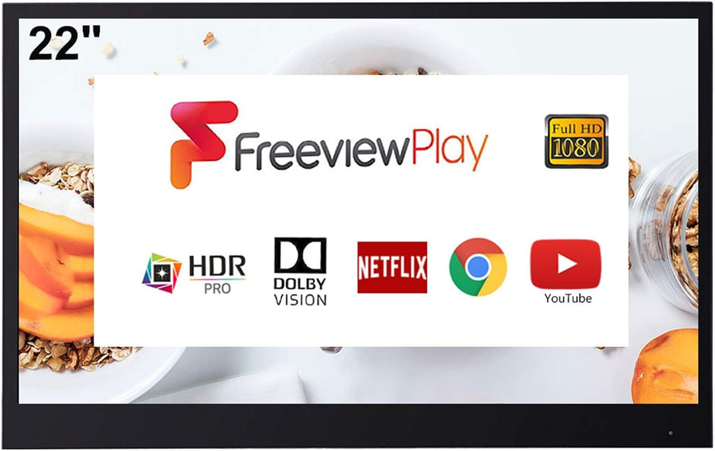 22inch Smart Black TV for Bathroom,Waterproof TV ATSC Tunner Android 11.0 for Hotel/Kitchen,Built-in Speakers,Wi-fi and Bluetooth,B22,Model 2026