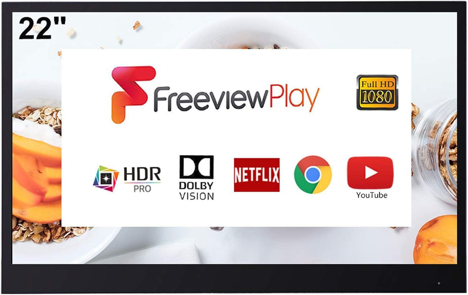 22inch Smart Black TV for Bathroom,Waterproof TV ATSC Tunner Android 11.0 for Hotel/Kitchen,Built-in Speakers,Wi-fi and Bluetooth,B22,Model 2026