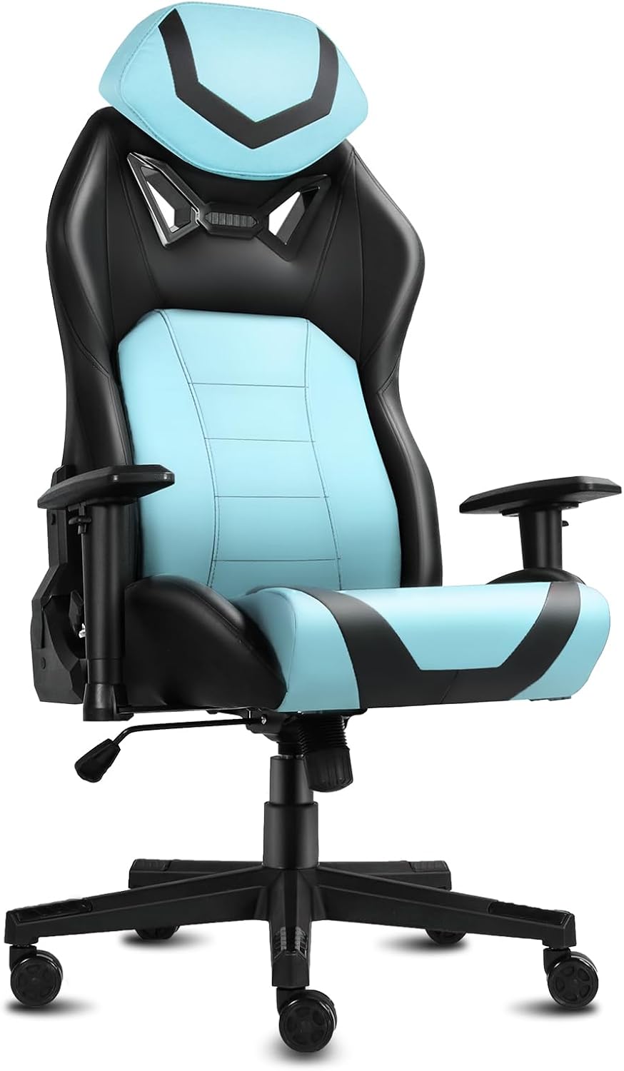 Modern-Depo Ergonomic Gaming Chairs for Adults with High-Density Memory Foam | Swivel Comfortable Office Chair, Big and Tall Video Game Chair, High Back Computer Chair for Home, Office, Cyan Black