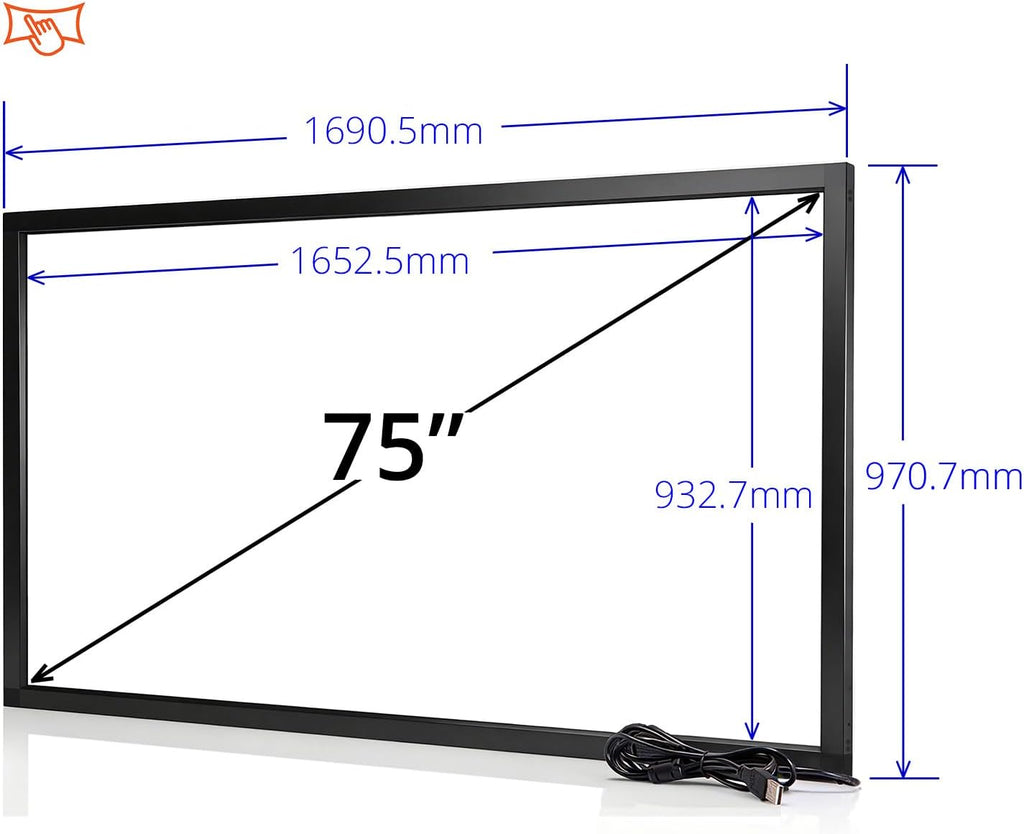 Chengying 75 inch Multi-Touch 10 Points Infrared - 75' IR Touch - USB - HID Compatible
