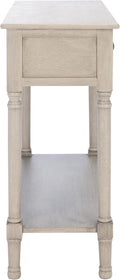 SAFAVIEH Home Collection – Tate Greige 2-Drawer Console Table with Shelf, Turned Leg Farmhouse Accent Console for Entryway or Living Room (CNS5720D)