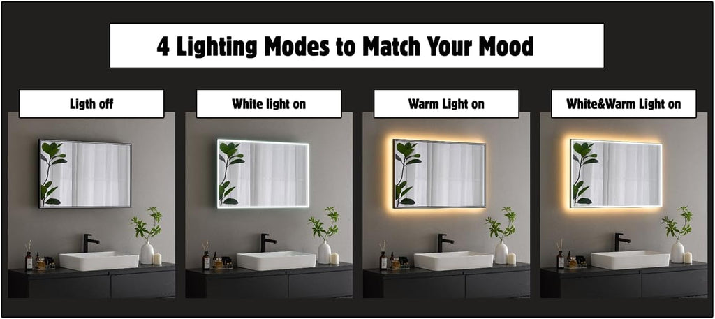 43inch Bathroom Mirror TV with LED Light, 4K Ultra HD Modern Vanity Mirror Smart TV, Built-in Speakers,Wi-Fi & Bluetooth, Voice Control,2026 Model (Android TV System)