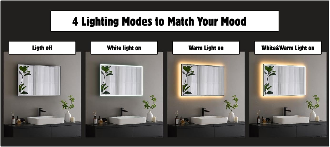 43inch Bathroom Mirror TV with LED Light, 4K Ultra HD Modern Vanity Mirror Smart TV, Built-in Speakers,Wi-Fi & Bluetooth, Voice Control,2026 Model (Android TV System)