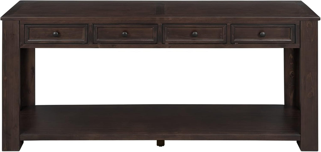 Merax Console Table, 63' Long Extra-Thick Entryway Table Sofa Table with 4 Drawers and Open Shelf for Entryway, Hallway, Living Room (Espresso)