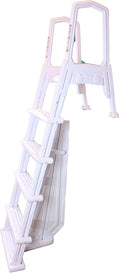 SWIMLINE HYDROTOOLS 87938 Premium in-Pool Ladder Entry & Exit System for Above Ground Pool Deck | 48 to 54 Inch Height | with Slide Lock Safety Barrier, Mounting Legs & XL Non Slip Treads