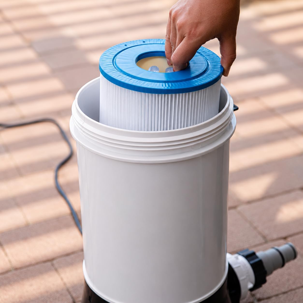 XtremepowerUS Pool Cartridge Filter System Built-in Pump 1.5' Fitting 1,500 GPH for Above Ground Swimming Pool Pressure Gauge Pool Filter Filtration System -Improved Water Clean & Clarity